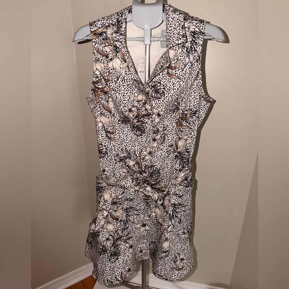 White House Black Market Printed Utility Flounce Dress NWT